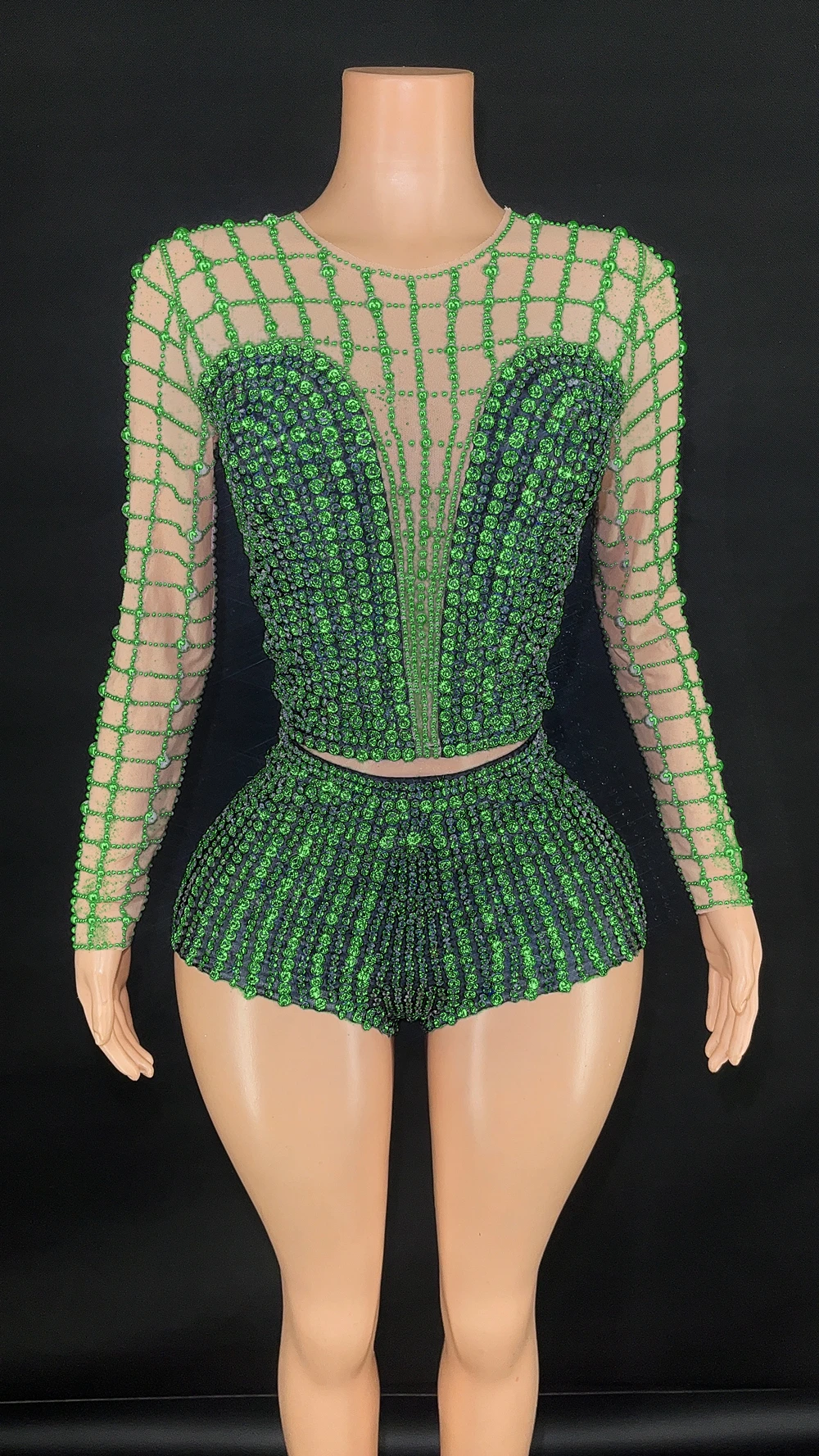 nyoor Two-Piece Rhinestone Pearl Set Black-S 6