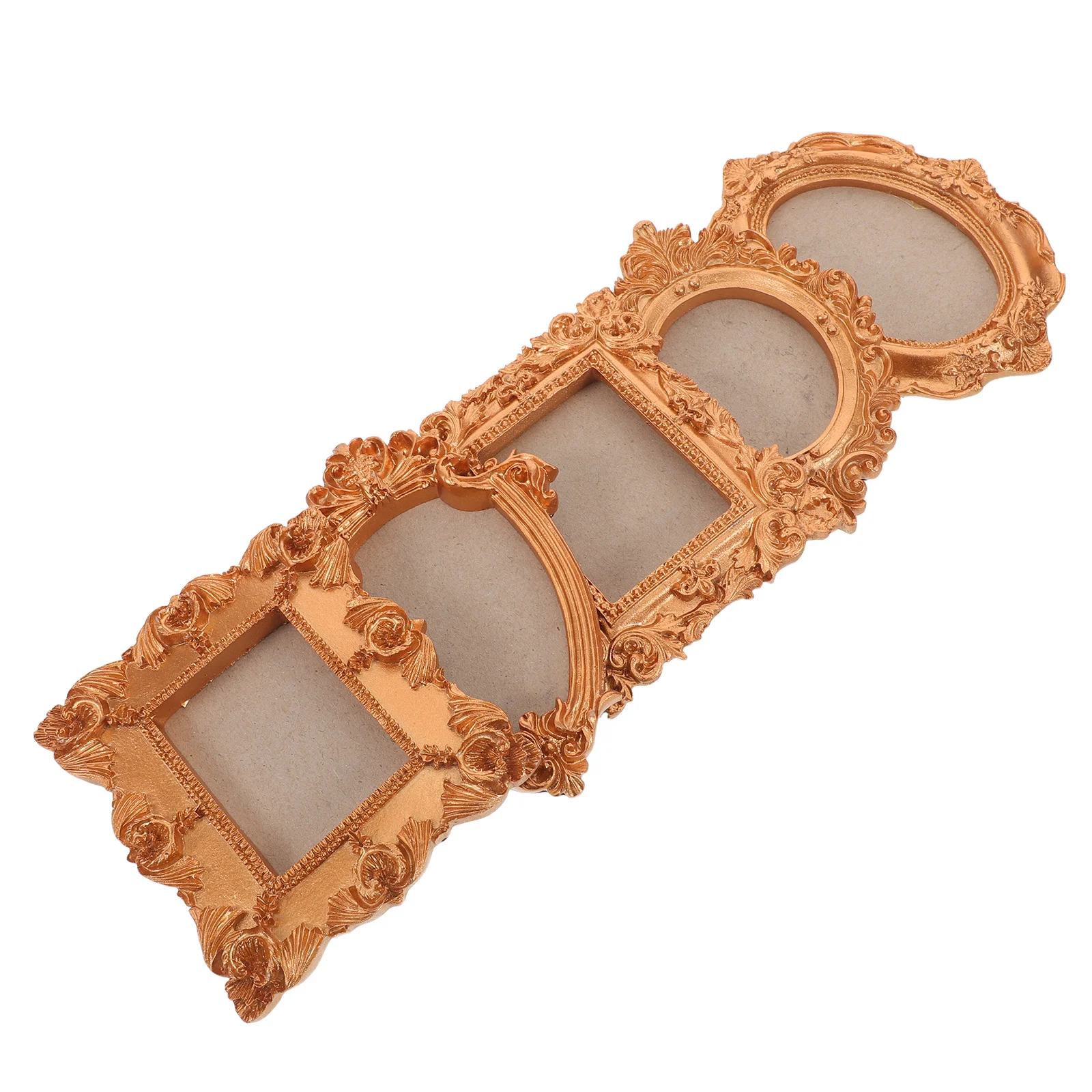 

5Pcs Gold Magnetic Photo Frames Rectangle Oval Vintage Style for Fridge Photo Display DIY Dried Flower Seashell