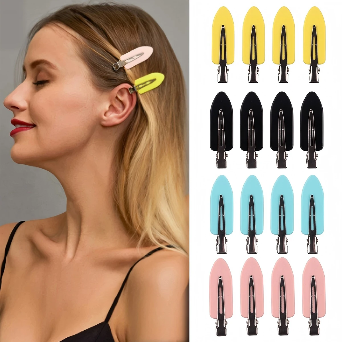 6pcs/lot Seamless Hair Clips Suitable Makeup Skincare Hairstyle Design Accessories For Daily Use By Women Solid Color Hair Clip