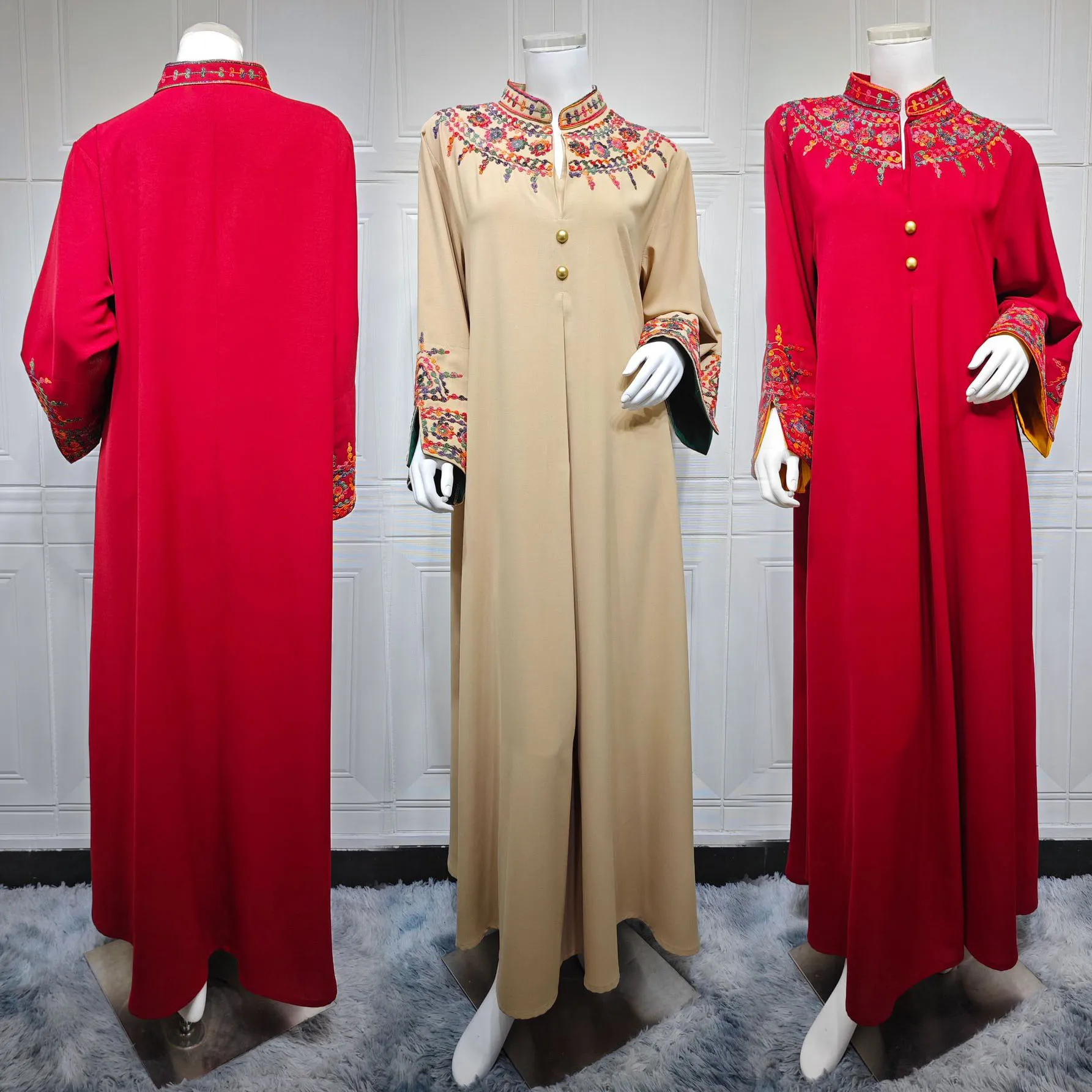 Ramadan Eid Arab Robe Muslimisches Kleid, schillernde Stickerei marokkanischer Kaftan Dubai Saudi türkische islamische Kleidung, Party Jalabiya
