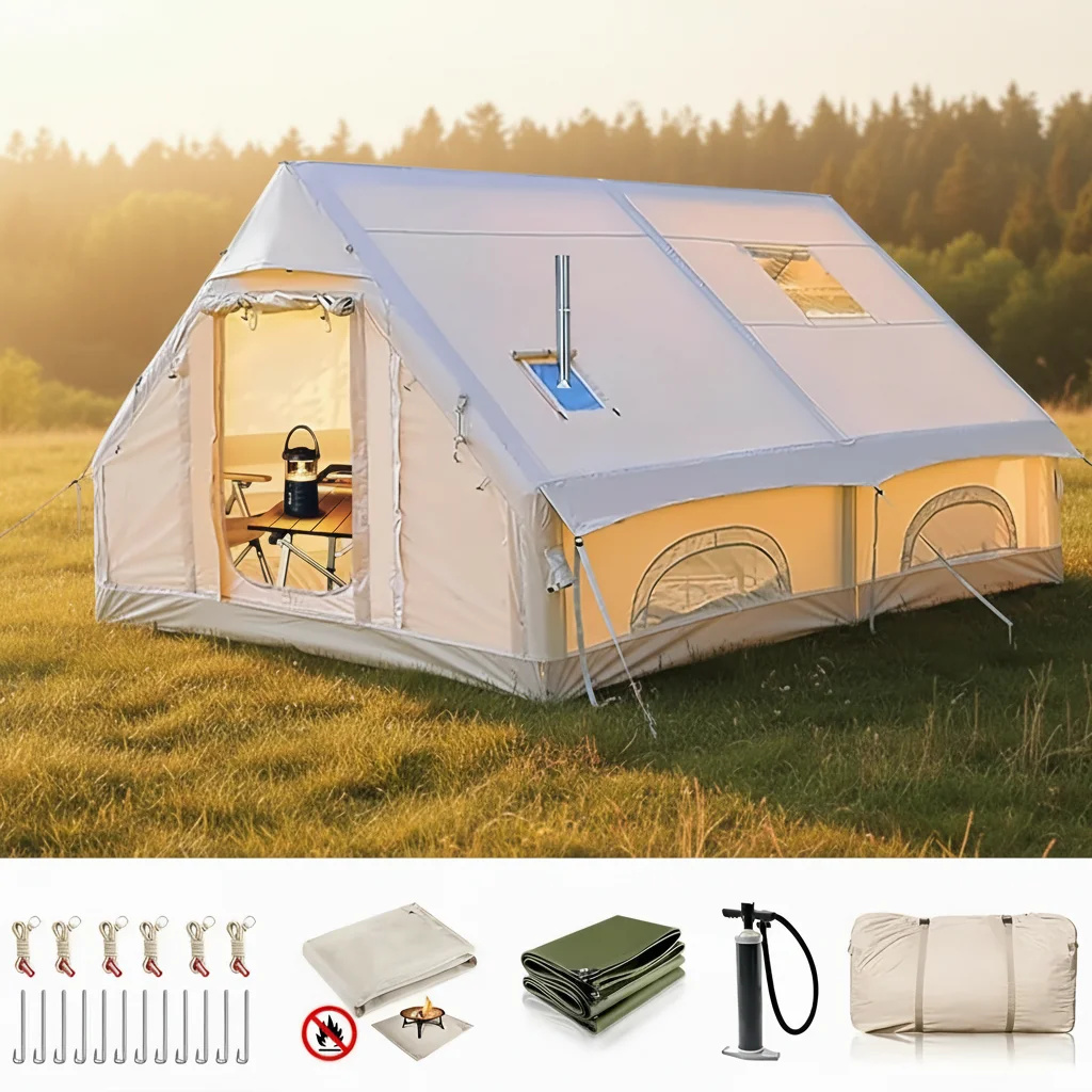 12 Square Meters Large Luxury 6-8 People Inflatable Tent 420D Oxford Cloth Waterproof Outdoor Inflatable Camping Air Tent