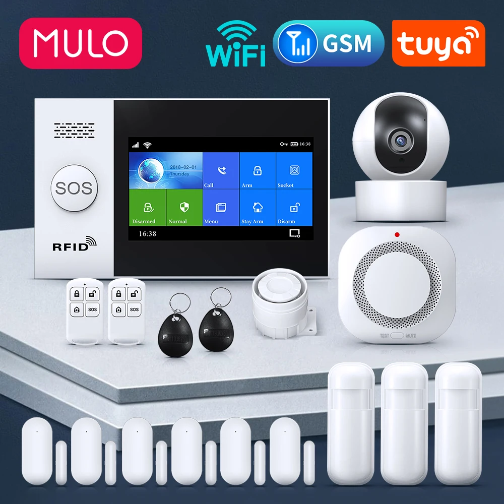 MULO PG107 Wireless Wifi sistema di allarme antifurto per Home Business SMS APP telecomando antifurto Kit fai da te Tuya Smart Life