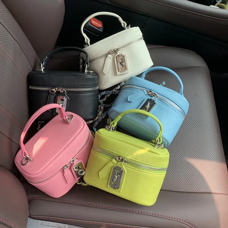 Women Square Handbags 2024 Summer Fashion Chains Crossbody Bags Texture PU Shoulder Bag Elegant Chic Mini Mobile Phone Bags