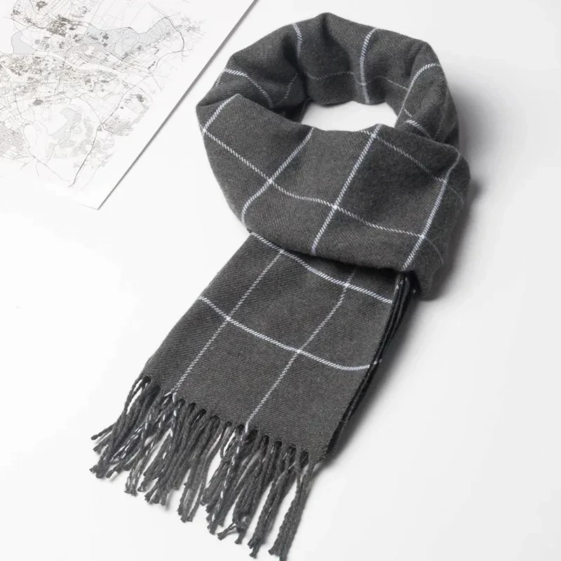 New Winter Men Scarf Keep Warm Cashmere Scarves Casual Brand Designer Pashmina Neckerchief Tassel Business Shawl Wrap