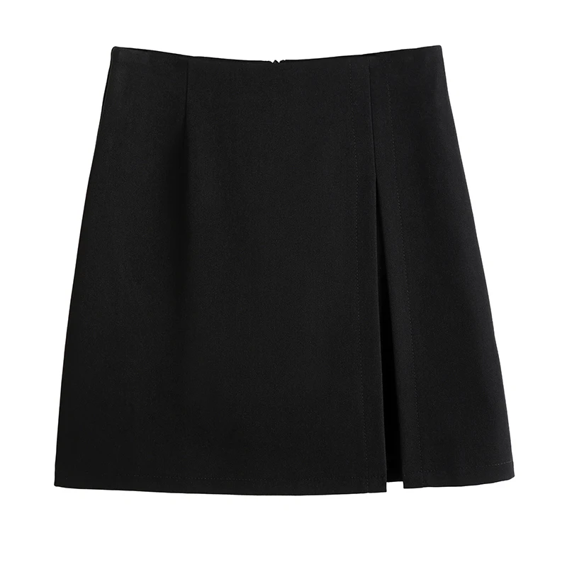 

Skirt 2022 Summer Black Slim A-line Short Skirt Female Niche Temperament Slit Hakama Skirt Anti-glare All-match Suit Skirts