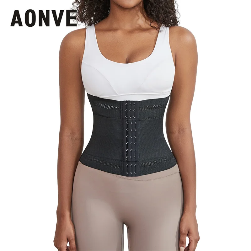 AONVE Abdomen Control Girdles Woman Waist Shapers Compression Modeling Strap Mesh Breathable 6 Row Buckle