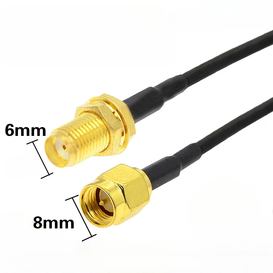 SMA Male to RP-SMA Female Bulkhead RG174 WiFi Router Antenna Extension Coaxial Cable for WiFi Router Wireless Network Card