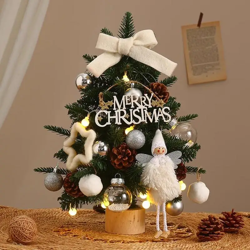 Hot Sale 45cm Small Christmas Tree Table Home Decoration PVC Artificial Xmas Ornaments Small Christmas Tree Party New Year 2025