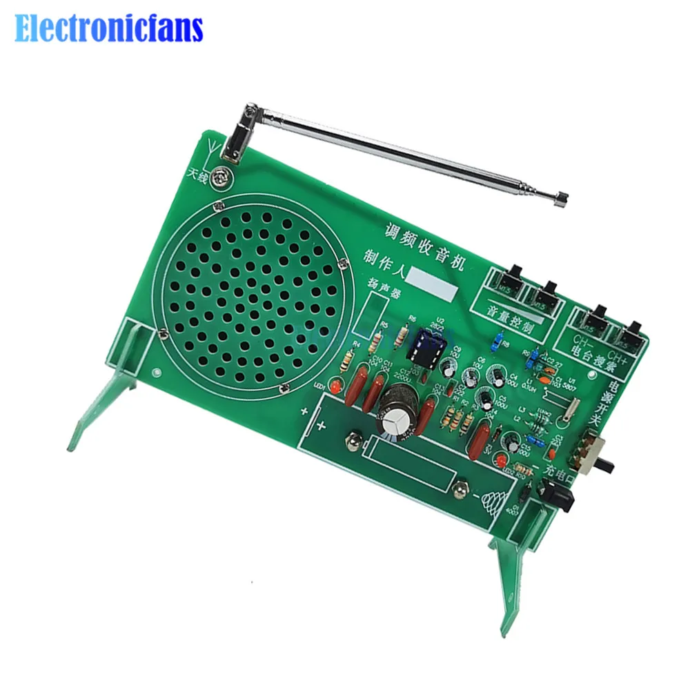 Frequência Modulação FM Radio Receiver, Módulo Amplificador de Potência, Auto Pesquisa, Kit DIY, RDA5807FP, TDA2822, 65-108MHz