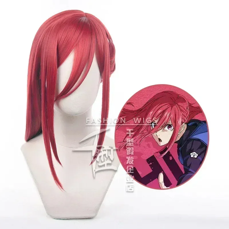 Parrucca cosplay anime Blue Lock Hyoma Chigiri Capelli rossi # 4 Capelli in fibra resistente al calore + cuffia per parrucca BLUE LOCK Parrucca di Halloween
