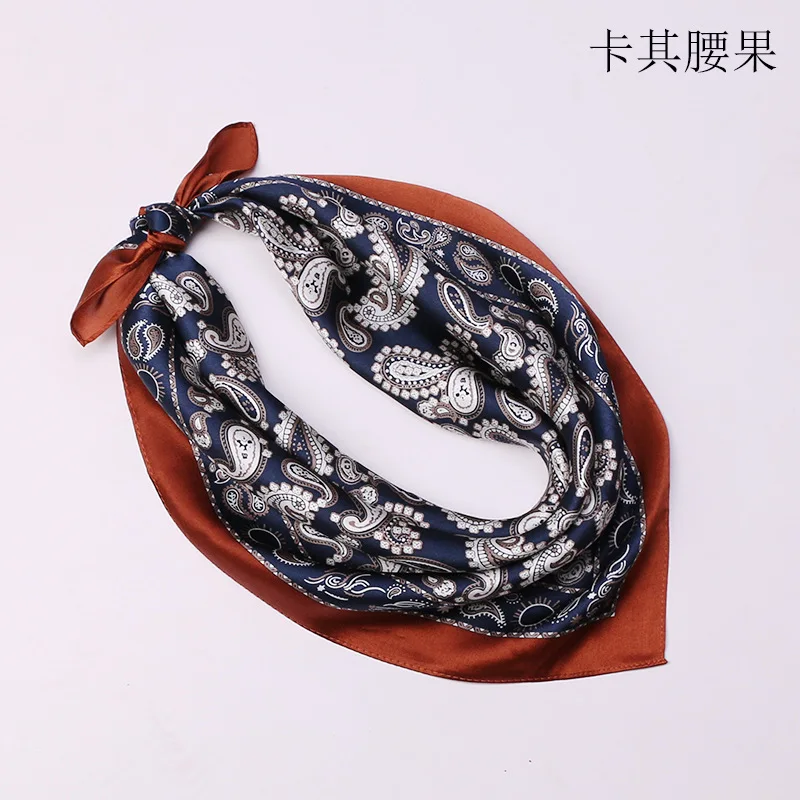 100% Pure Silk Scarf Men\'s Neck Foulard Square Small Headband 2023 Fashion Print Neckerchief Scarves Bandana 53*53cm