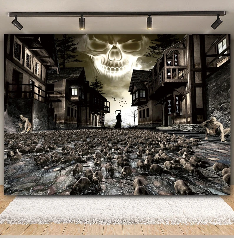 

Halloween Photography Background Horror Cemetery Castle Haunted House Skull Pumpkin Lights Moon Kids Party Decor Backdrops Props