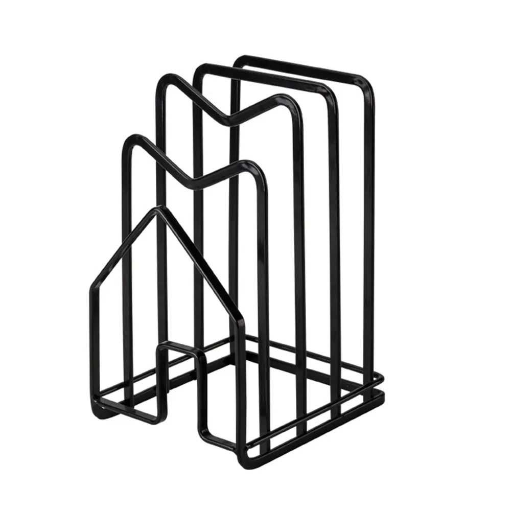 Iron Material Cutting Board Storage Rack 4-Layer Design Thin Profile Pot Pan Lid Stand Black/White Baking Tray Drying Stand