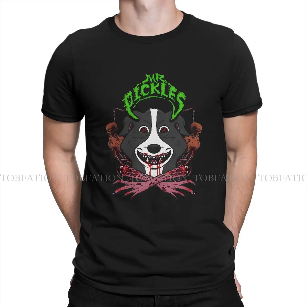 Mr Pickles Border Collie Animated 100% Cotton TShirts HELLBOUND Personalize Men's T Shirt Hipster Clothing Size S-6XL