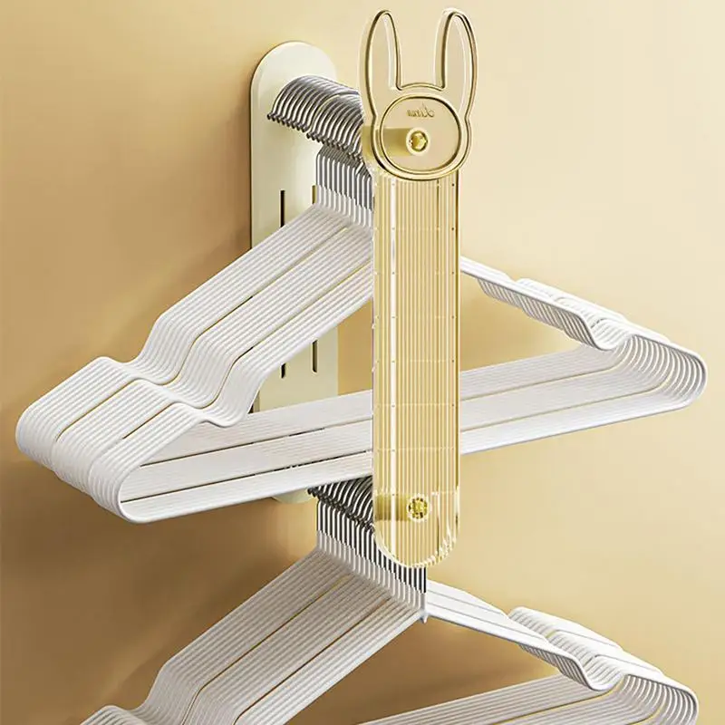 Hanger Storage Rack Adhesive Double Layer Expandable Storage Rack No Drilling Organizers Multifunctional For Laundry Room