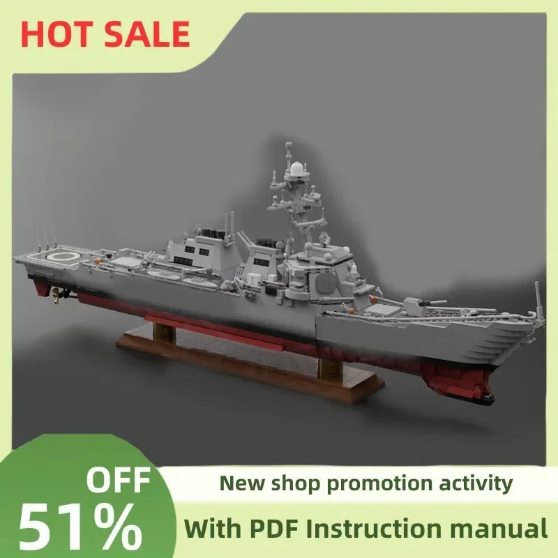 

New 2808Pcs Moc Military Weapons Arleigh Burke Destroyer Model Custom Puzzle Technology Diy Assembly Kid Toys Boy Holiday Gift