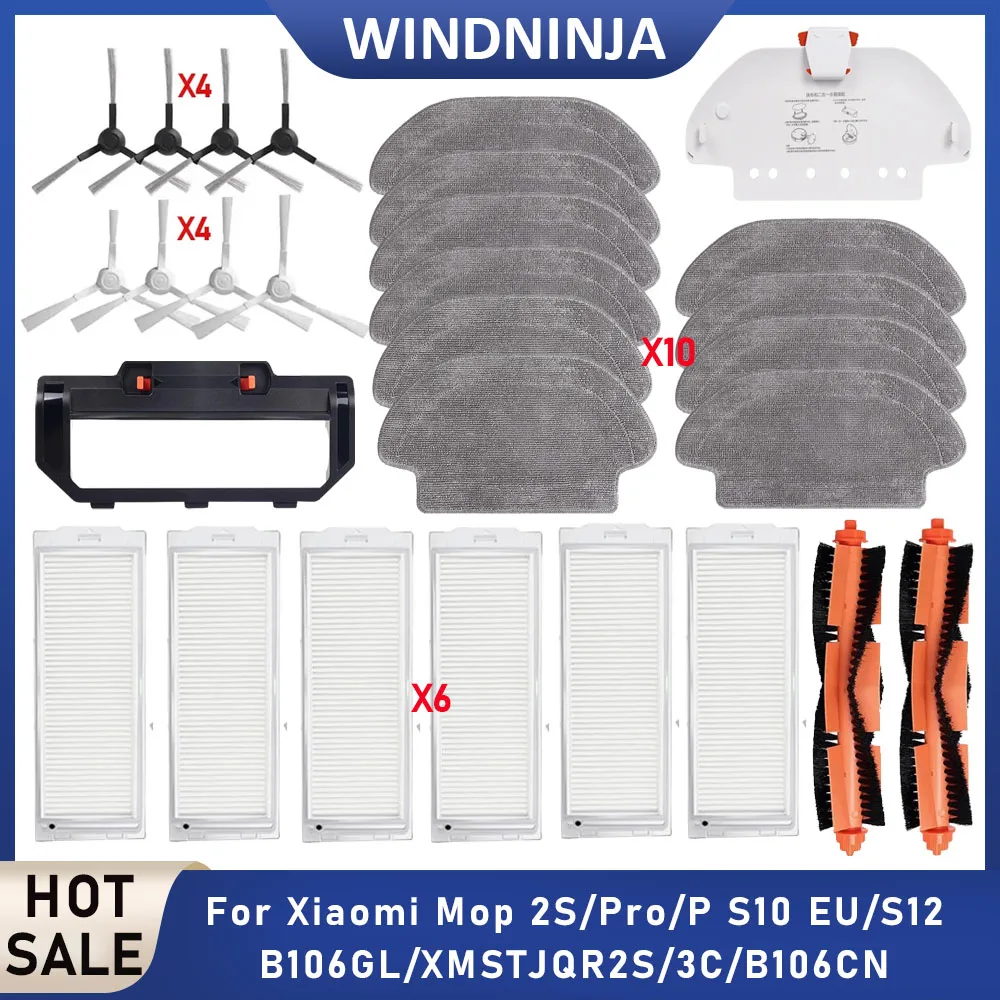

Салфетки для швабры, HEPA-фильтры, запчасти для роботов-пылесосов Xiaomi Mop 2S/Pro/P S10 EU S12 B106GL XMSTJQR2S 3C B106CN, основная и боковые щетки