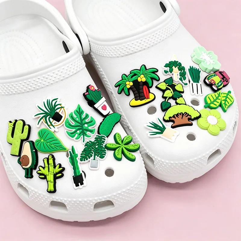 1/30 Stück Frühlings-Schuh-Charms, niedliche Avocado-Kaktus-Tropenblatt-Schuh-Charms, wasserdichte PVC-Clog-Dekorationen für Damen, Herren, Kinder – Detail 2