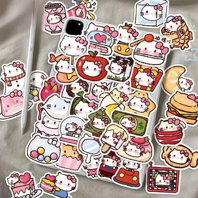 100 шт. Sanrio Мультяшные наклейки Hello Kitty милые наклейки «сделай сам» для дневника, фотогитары, велосипеда, чашки для воды, наклейки для багажа, оптовая продажа