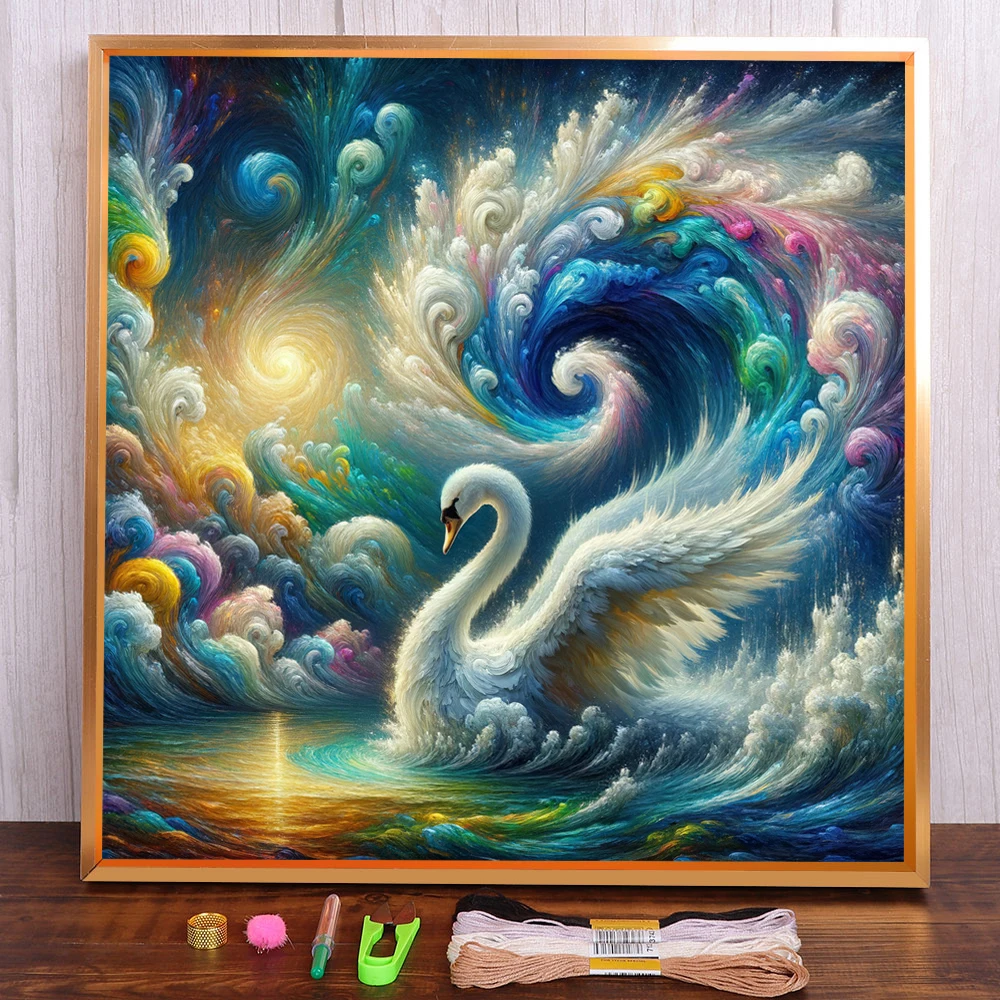 

Scenery Swan Printed Fabric 11CT Cross Stitch Set Embroidery DMC Threads Hobby Handicraft Sewing Craft Wholesale Magic Needle