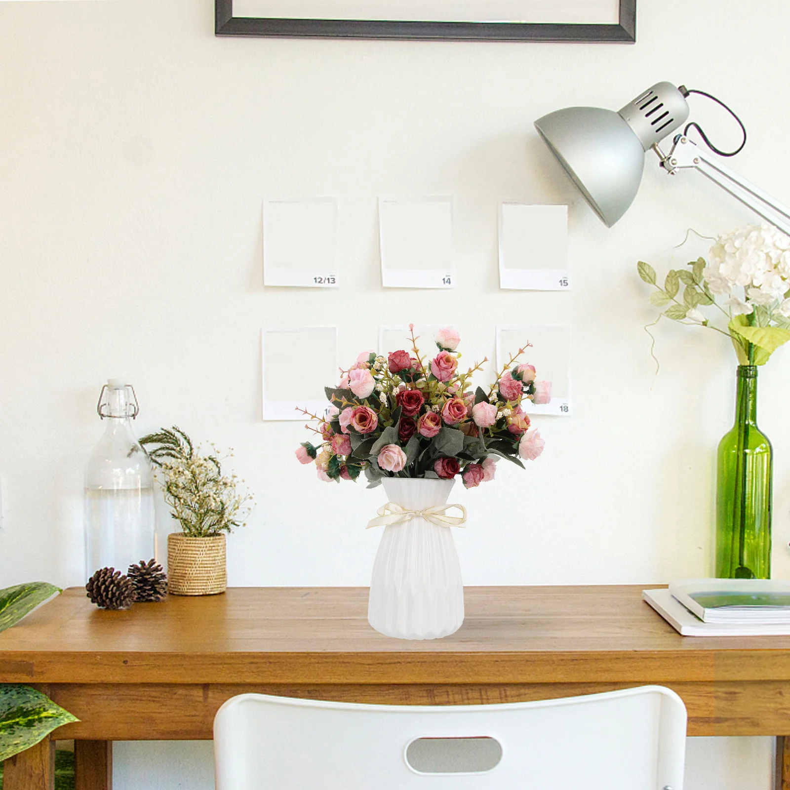 

1Pcs White Ceramic Flower Pot Elegant Simple Desktop Vase Home Plant Container Flower Arrangement Ceramic Flowerpot