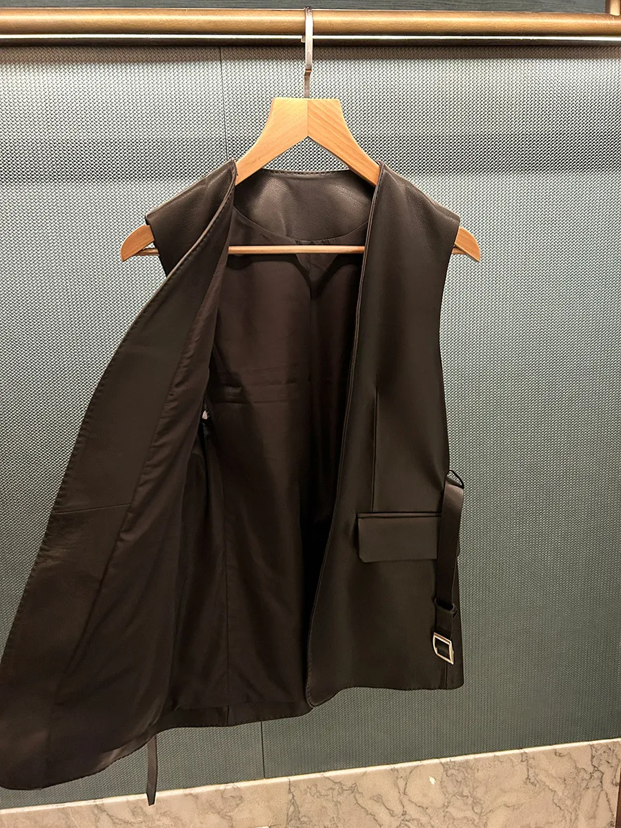 가을/겨울 패션 양가죽 정장 조끼 롱 여성용