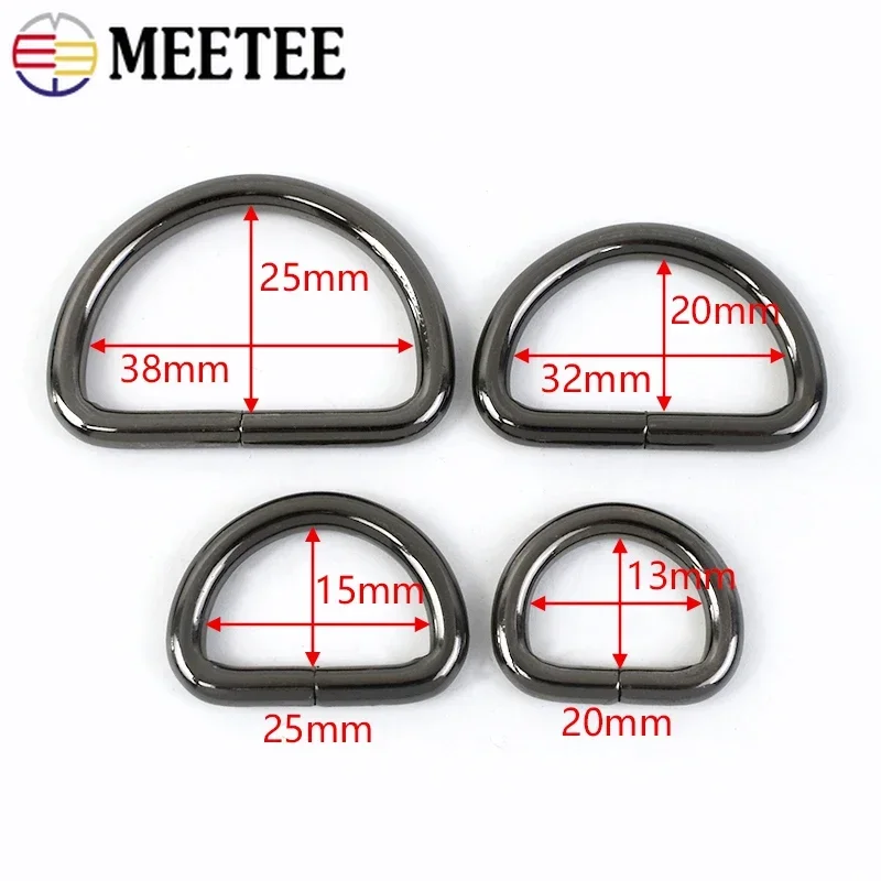 10Pcs 13-50mm D Ring Metal Buckles Bag Strap Carabiner Clips Accessories for Handbags Dog Collar Loop Clasp Leather Hardware