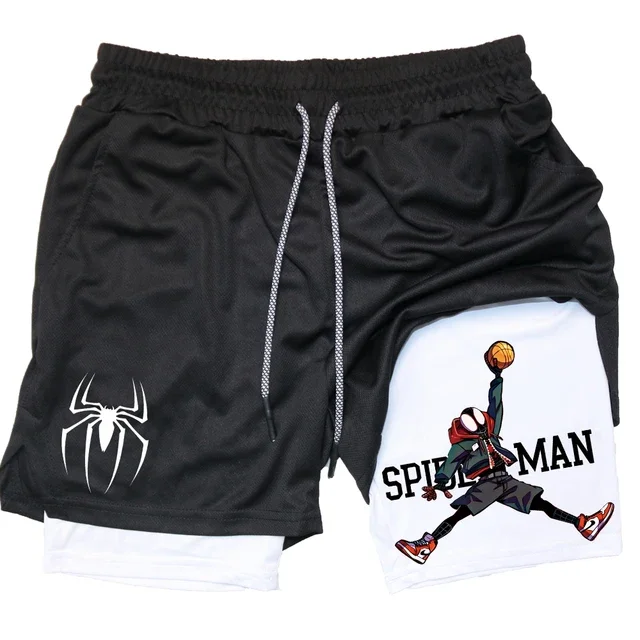 

Venom Men's Shorts Spiderman Shorts 3D Marvel Printing Double Layer 2-in-1 Shorts Summer Men's Shorts Fitness Men's Clothing
