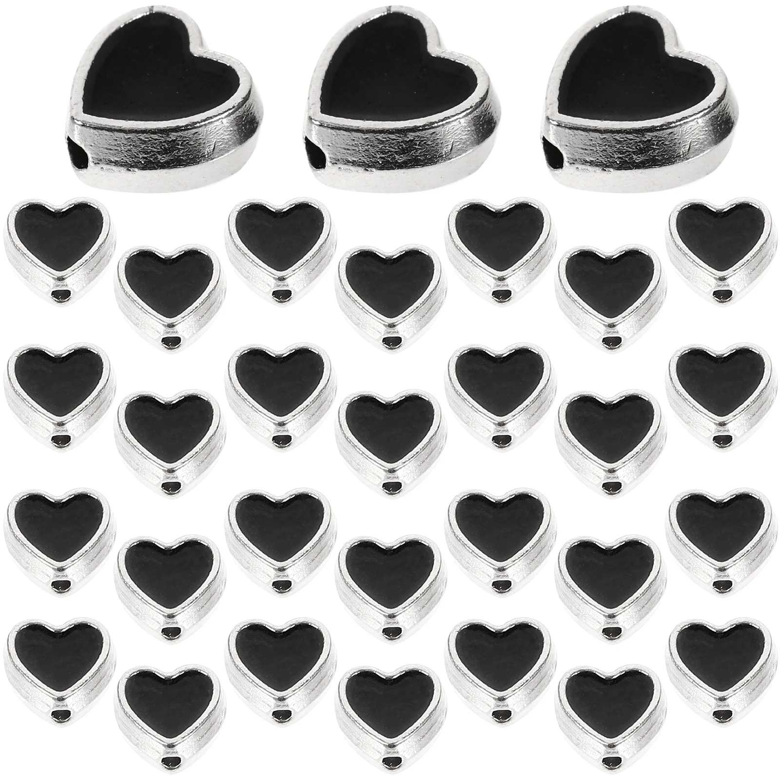 

100pcs Heart Shape DIY Pierced Spacer Beads Alloy Drop Oil Flat Beads for Necklace Making Bracelet Jewelry Projects