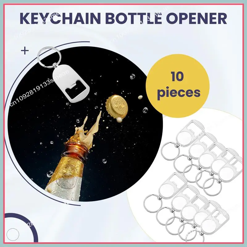 N94R 10-delige sublimatie blanco sleutelhanger metalen flesopener blanco sleutelhanger warmteoverdracht rechthoekige sublimatie sleutelhanger