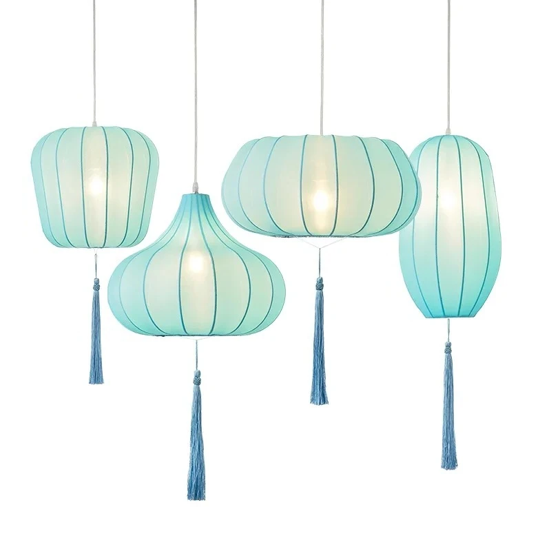 

Fabric wedding decor chandelier restaurant hotel lantern aisle lighting simple decorative lamp pendant light loft decoration