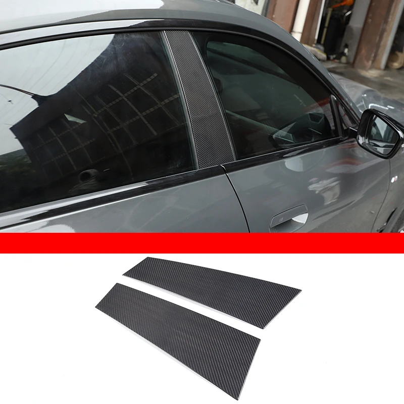 For BMW 4 Series G26 2022+ Car center pillar decorative panel cover Real carbon fiber/glass carbon fiber Auto Accessories 2 PCS