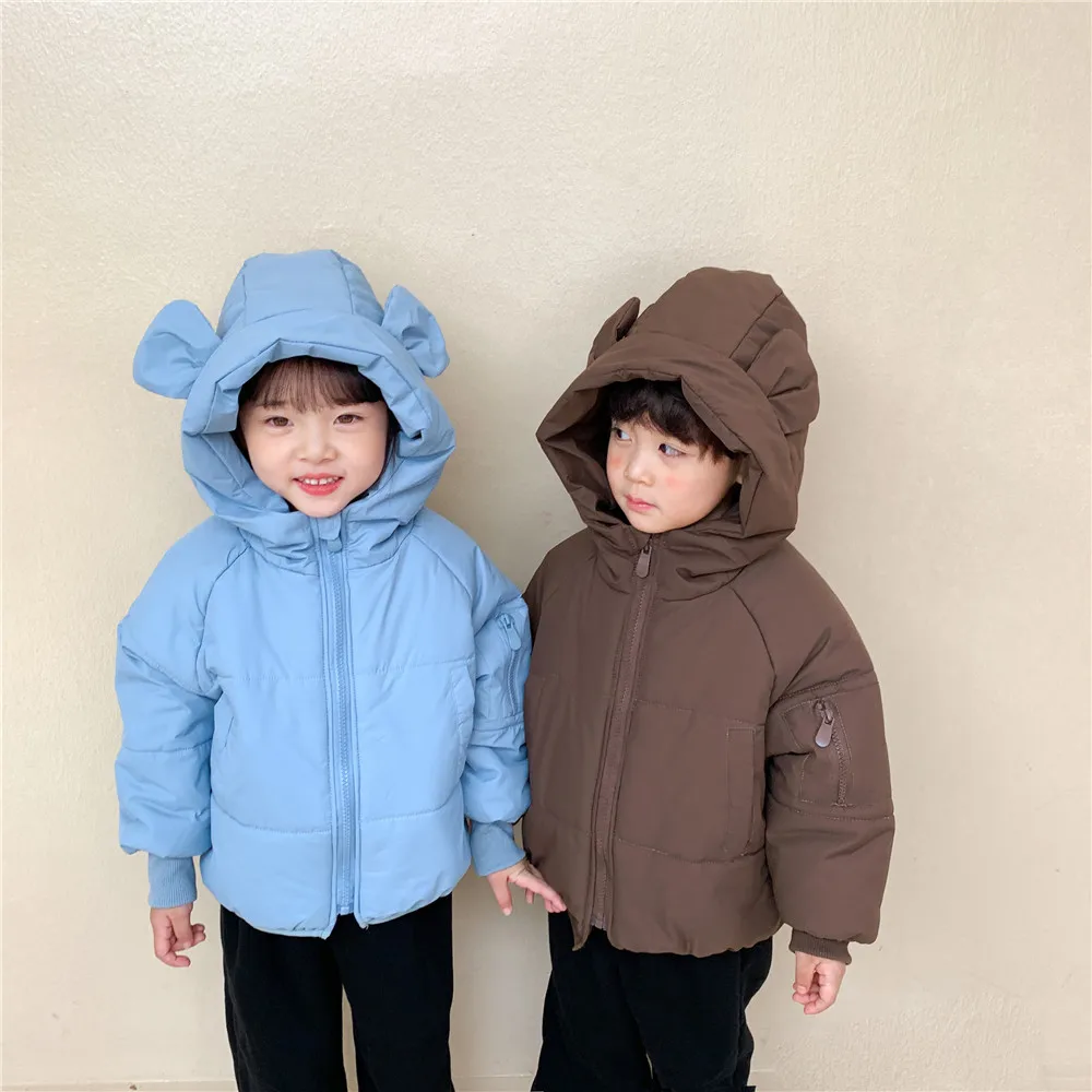 Korean children\'s clothing 2023 winter clothing  cotton jackets Korean  cartoon teddy bear cotton jacket  boys winter jacket