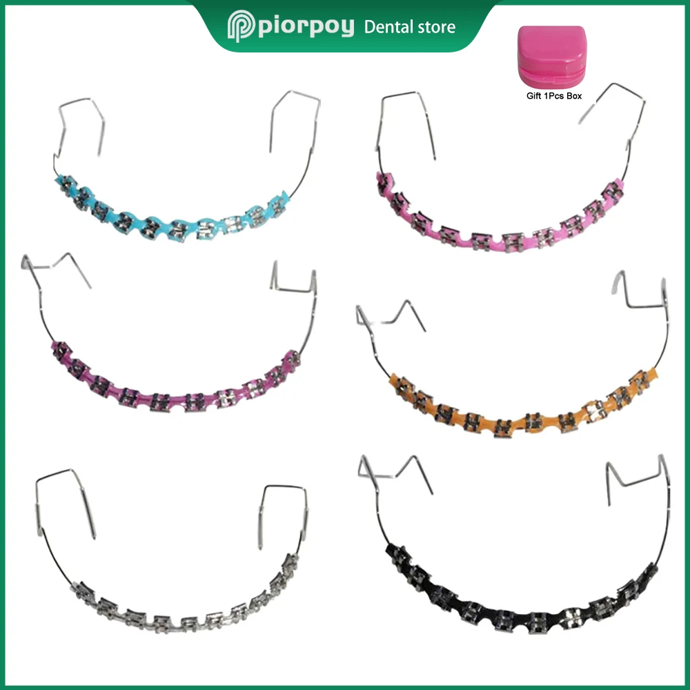 

PIORPOY1PairColorful Brackets Dental Decor Ligature Ties Fake Braces For Teeth Temporary Metal Bracket Orthodontic Ligature Ties
