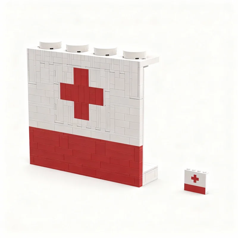 348 قطعة من مكعبات البناء لنموذج لوحة الصليب الأحمر، لعبة إبداعية للبناء والتركيب، هدية تعليمية مثالية لعيد الميلاد