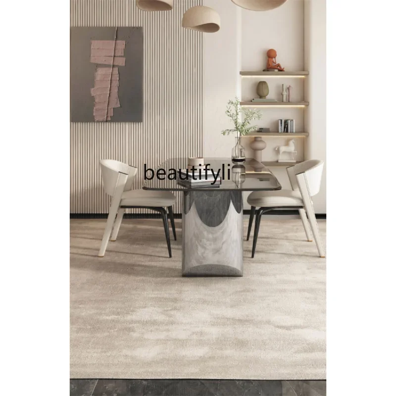 R11 Glass Dining Table Household Small Apartment Dining Table Rectangular Designer Tempered Glass Table and Chair Combination