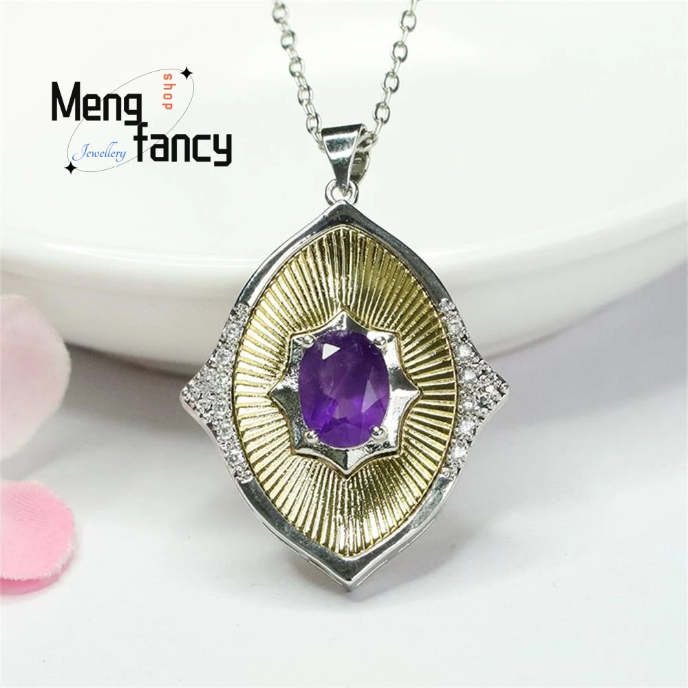 

Natural Amethyst Pendant Purple Colour Treasure Woven Pattern Elegant Necklace Pendant Exquisite High-grade Fashion Fine Jewelry