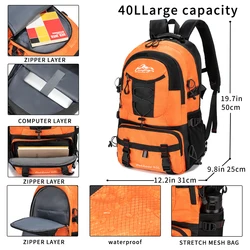 Mochila de viagem leve impermeável para homens e mulheres, caminhadas ao ar livre, camping, 40L