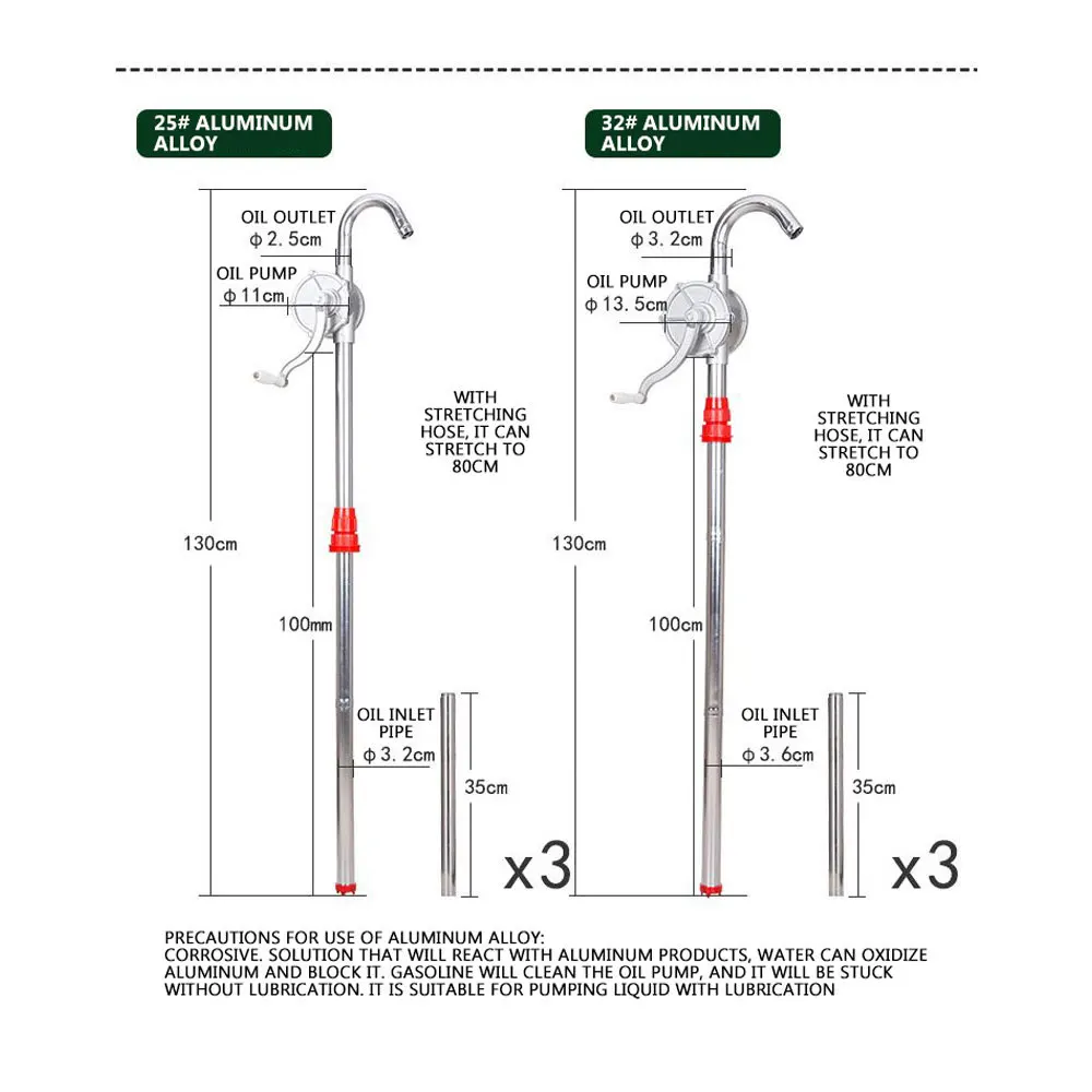 ضخ النفط امتصاص سبائك الألومنيوم الفولاذ المقاوم للصدأ اليد مكرنك مريحة برميل مضخة اليد مكرنك مضخة زيت