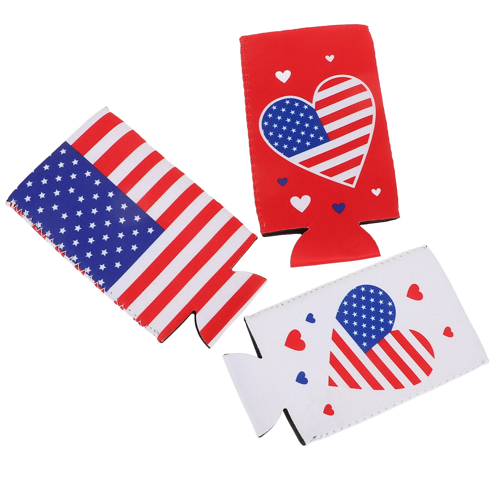

4Pcs Beer Can Sleeves Usa Flag Random Style Independence Day Can Cover Reusable Cooling Bottle Holder 500ml Can Insulated Cover