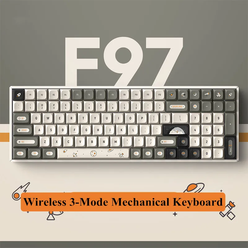 IQUN1X F97 Wireless 3-Mode Mechanical Keyboard Bluetooth 5.1 2.4G Customized TTC Fast Silver Switch Hot Swap for Laptop Teclado