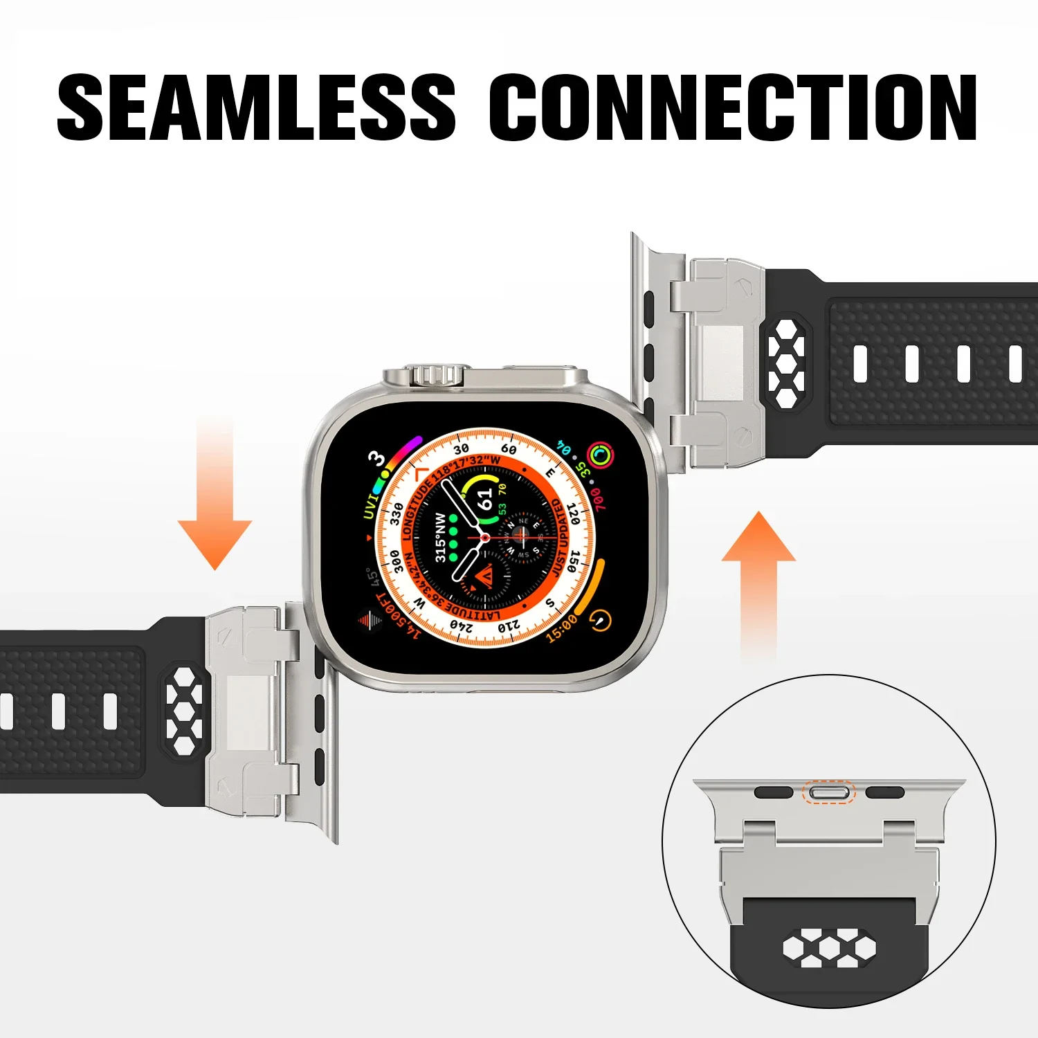 سوار رياضي مطاطي ناعم للرجال ، سوار فاخر ألترا 2 ، 49 ، ساعة أبل 45 ، 44 ، 42 سلسلة ، iWatch 9 ، 8 ، 7 ، 6 ، 5 ، 4