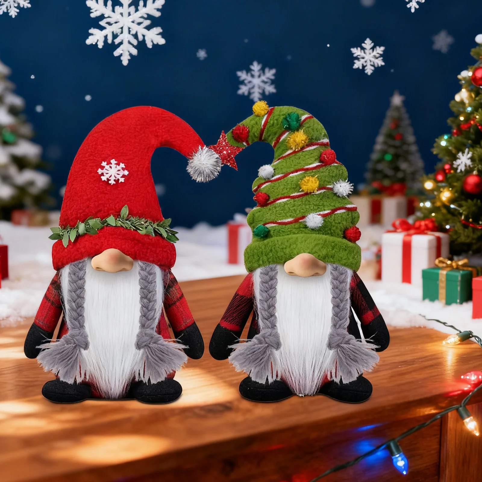 Petite décoration de noël Gnome rouge vert, chapeau de père noël, ornement de vacances mignon, Accent saisonnier pour la maison, décoration de noël