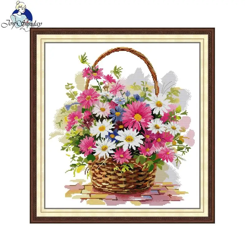 Kit punto croce Joy Sunday Basket Of Daisies modello HD stampato tessuto contati Aida 16CT 14CT 11CT Kit ricamo fai da te Art Craft