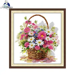 Kit punto croce Joy Sunday Basket Of Daisies modello HD stampato tessuto contati Aida 16CT 14CT 11CT Kit ricamo fai da te Art Craft