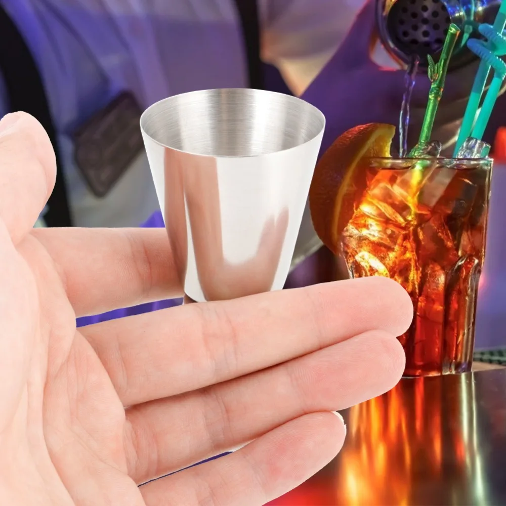 2pcs 20/40ml Stainless Steel Cocktail Jigger Double-Head Design Silver Double Head Measuring Cup Reversible Pourer