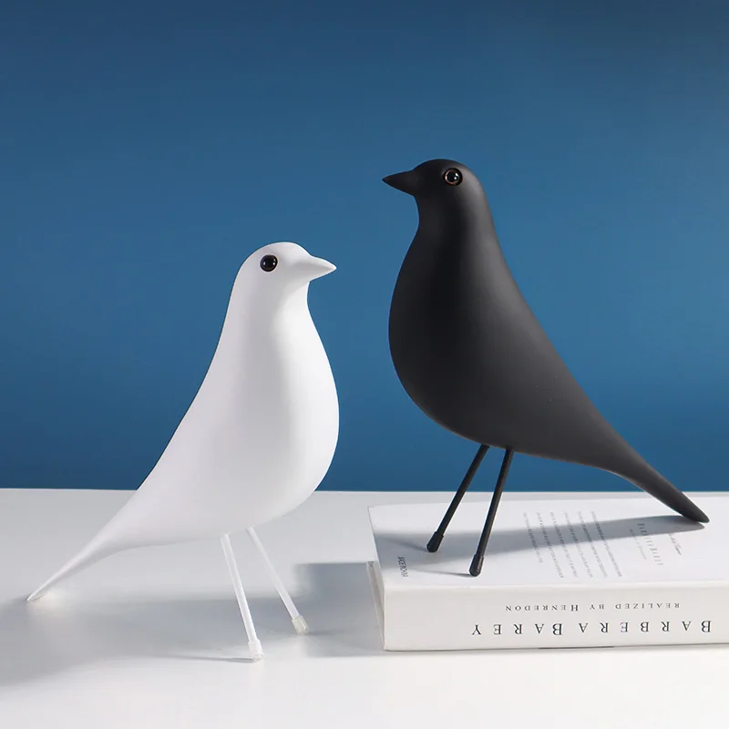 Nordic Style Bird Resin Statue, Modern Minimalist Sculpture Decorative Ornament for Bedroom Living Room Study Office