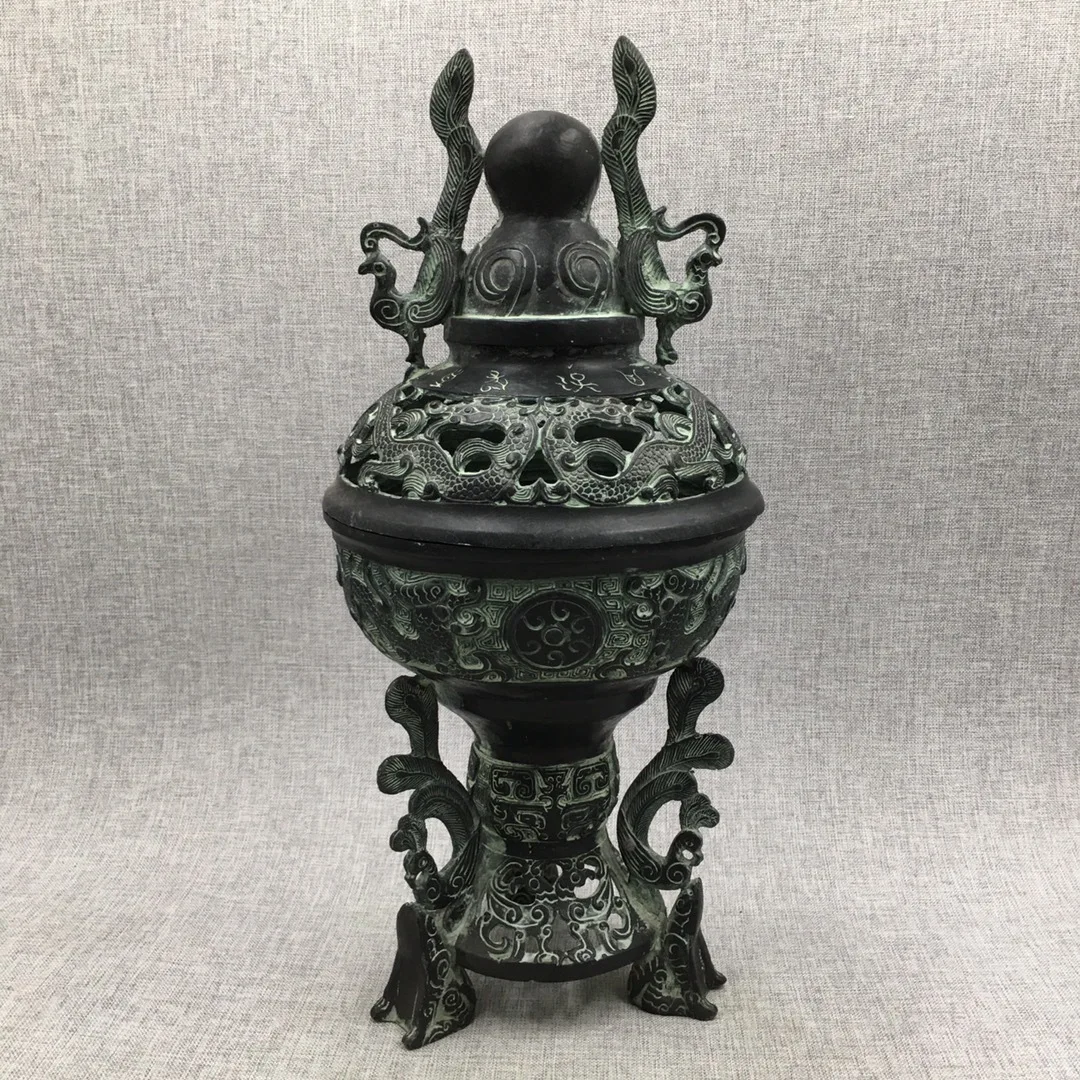 

Bronze ornaments, dragon and phoenix incense burner handicrafts, decorations, wedding film and television props collection
