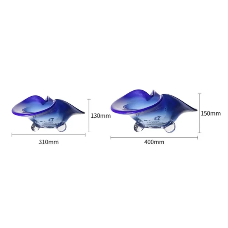 Blue Butterfly-shaped High-sided Fruit Plate Desktop Storage Container Glass Tray Transparent Fruit Bowl Trays Decorative