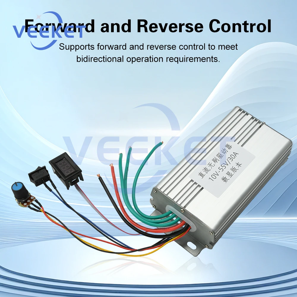 

DC 10-55V Motor Drive Board with Digital Speed Display Three-Phase Brushless Controller 30A Wide Voltage Input for DIY Projects